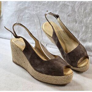 Cordani Women's Suede Espadrille Wedge Sandals Size 40 Brown Made In Spain